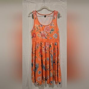 Orange Floral Sleeveless Sundress